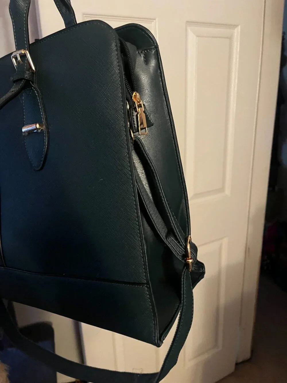 Structured Women's Satchel Tote in Dark Green